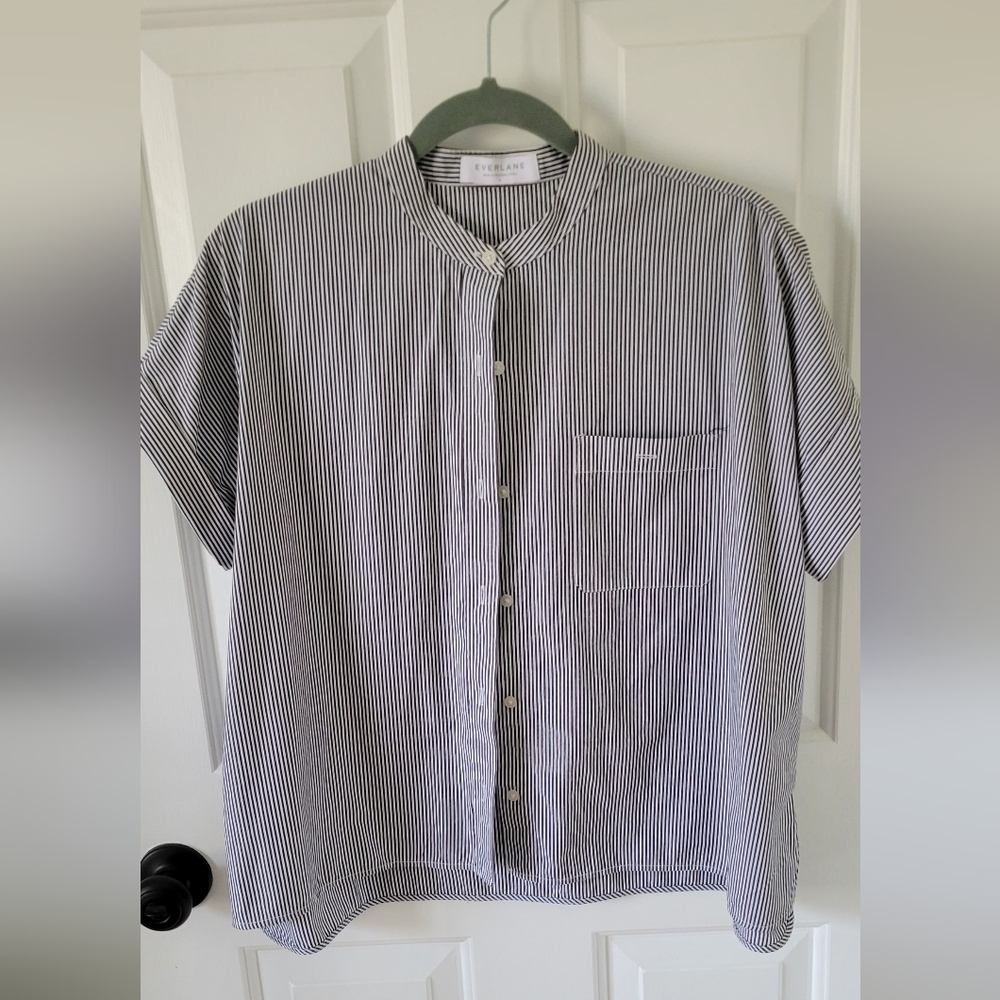 Everlane Black/White Thin Stripe Boxy Shirt